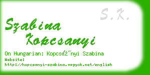 szabina kopcsanyi business card